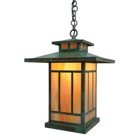 Arroyo Craftsman 12" Kennebec Pendant, Mission Brown, Clear Seedy Glass KH-12CS-MB